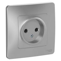 Розетка 1-м СП Blanca 16А IP20 250В без заземл. без защ. шторок алюм. SchE BLNRS000013