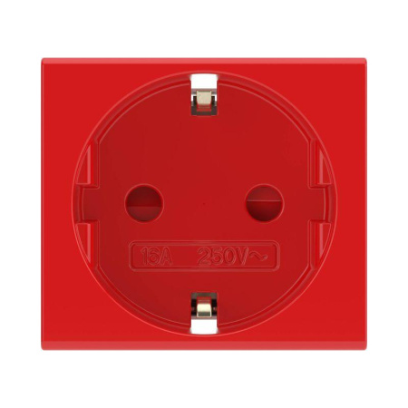 Розетка 1-м СП 2мод. Viva 16А IP20 2Р+Е с заземл. защ. шторки красн. DKC 45015