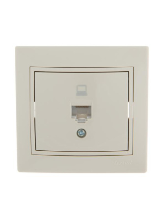 Розетка компьютерная 1-м СП Mira RJ45 крем/крем. LEZARD 701-0303-139