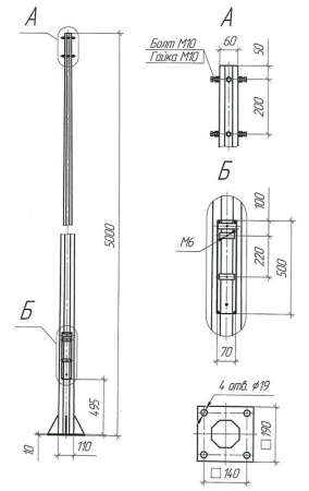 Опора ОГКф-5 (3мм 60/110 фл.190х10 мц. 140 отв. 19х4) гор. оцинк. UMECON МК 90053